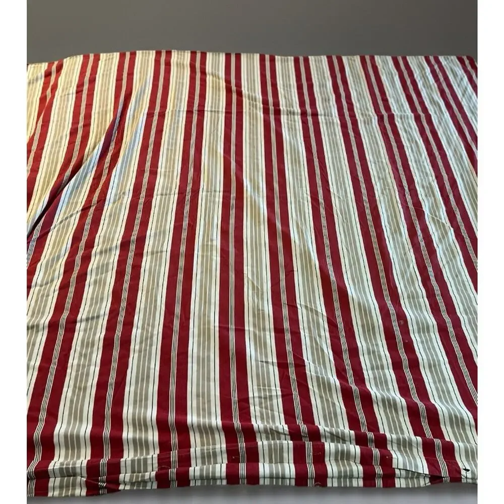 POTTERY BARN DUVET COVER Stripe French Nautical Red Ivory Tan 100% COTTON 78x86